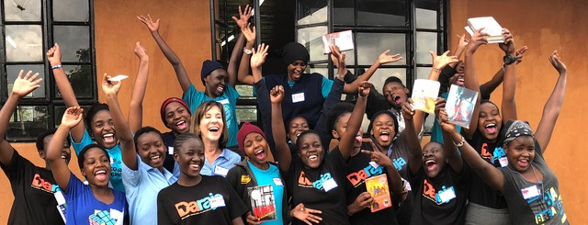 Helen Pyne with Daraja Students Outside School